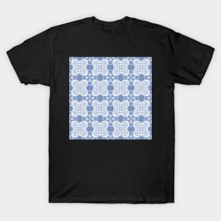 Classic Blue Faded Denim with white flower pattern T-Shirt